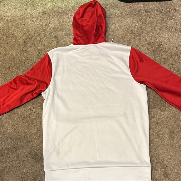 Under Armour Mens Rival Fleece Pullover Hoodie Sweatshirt Red White Logo Size M - Picture 8 of 8